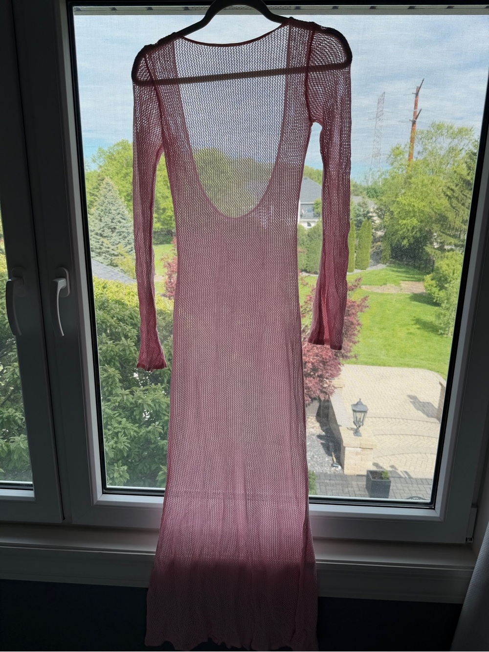 Strawberry Milk Mob Backless Sheer Pink Maxi Dress
